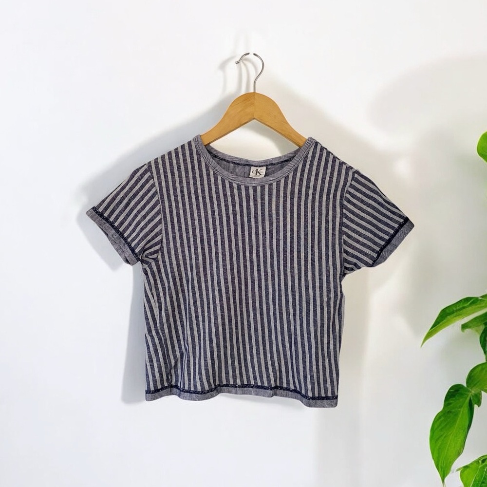 Vintage Y2K Calvin Klein Striped Cotton Baby Tee